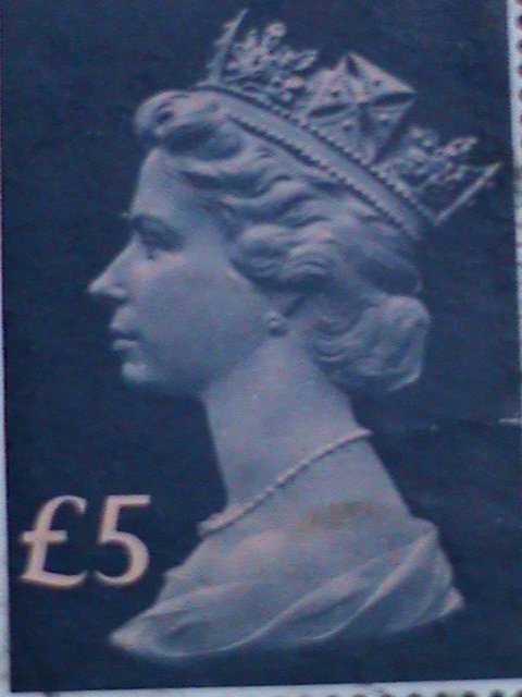 ​GREAT BRITAIN-1970 QUEEN ELIZABETH II- MACHINS USED 5 POUND LARGE SIZE VF RARE