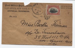 1901 2 cent Pan American #295 FIRST DAY cover on NYC penalty cover [6552.3]