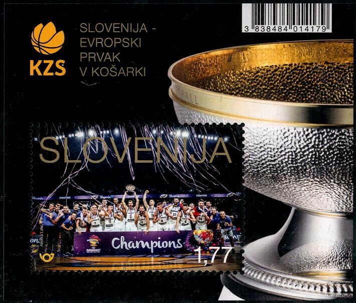 HERRICKSTAMP NEW ISSUES SLOVENIA Sc.# 1254 European Basketball Champions S/S