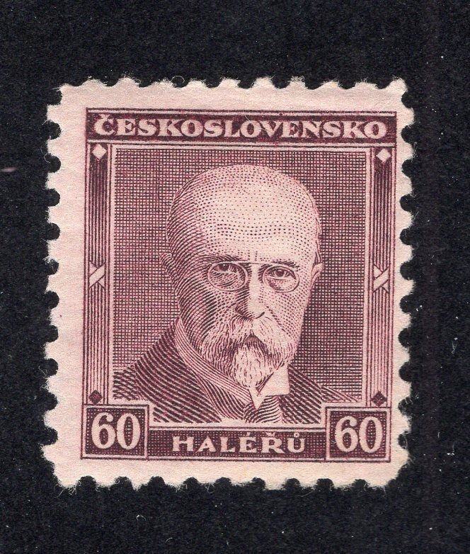 Czechoslovakia 1930 60h brown violet Masaryk, Scott 169 MH, value = $1.00