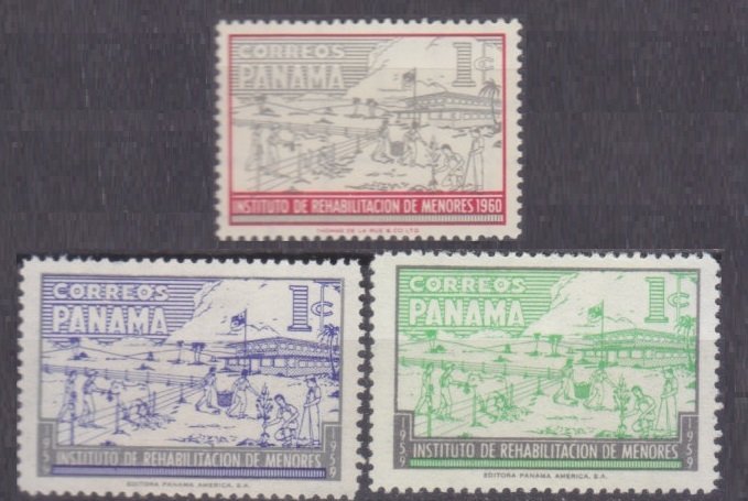 1959 Panama Z36-Z38 Children and tree planting