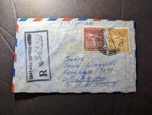 1955 Registered Chile Airmail Cover Santiago to Montevideo Uruguay