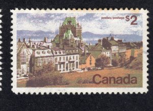 Canada 1972-76 $2 Quebec, Scott 601 used, value = $2.25