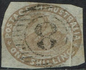 WESTERN AUSTRALIA 1854 SWAN 1/- IMPERF VARIETY PRE- PRINTING PAPER FOLD USED 