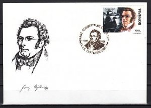 Romania, MAY/97 issue. Composer F. Schubert, 31/MAY/97 Cancel on Cachet Cover.