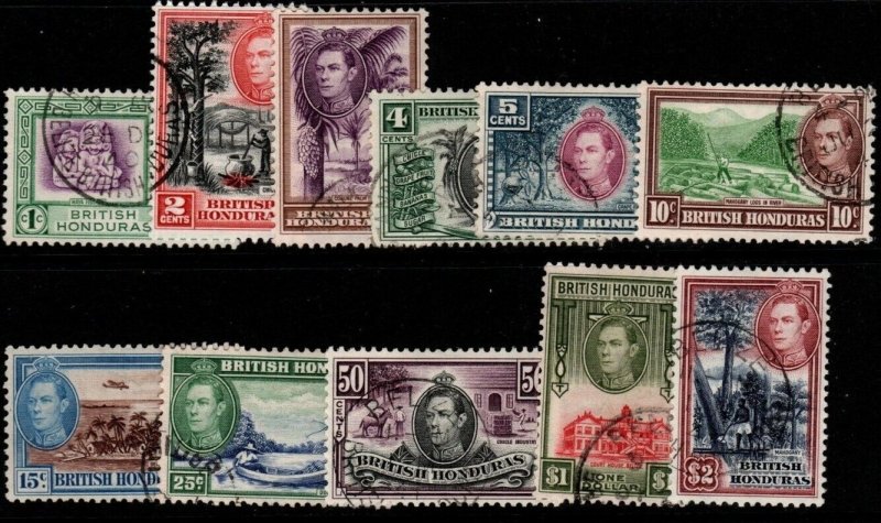 BRITISH HONDURAS SG150/60 1938-47 DEFINITIVE SET TO $2 FINE USED 