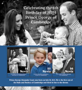 Nevis 2018 - Prince George, 5th Birthday - Sheet of 3v - Scott 1966 - MNH