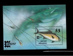 Grenadines 1989 - Fish - Souvenir Stamp Sheet - Scott #896 -MNH