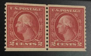 MOMEN: US STAMPS #455 COIL PAIR MINT OG VLH LOT #53789