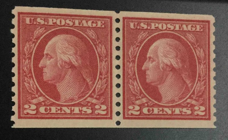 MOMEN: US STAMPS #455 COIL PAIR MINT OG VLH LOT #53789