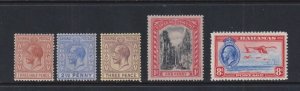 Bahamas - 5 mint Geo. V stamps, cat. $ 36.00