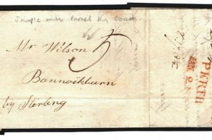 GB SCOTLAND Perth TARTAN MANUFACTURERS Letter *Parcel by Mail Coach* 1805 H110a