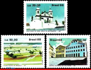 2135-37 BRAZIL 1988 WORLD HERITAGE, CHURCHES, MI# 2252-54 RHM C-1585-87 MNH