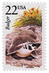 1987 22c Badger, North American Wildlife Scott 2312 Mint F/VF NH