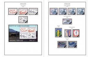 COLOR PRINTED GREENLAND 1905-2010 STAMP ALBUM PAGES (100 illustrated pages)