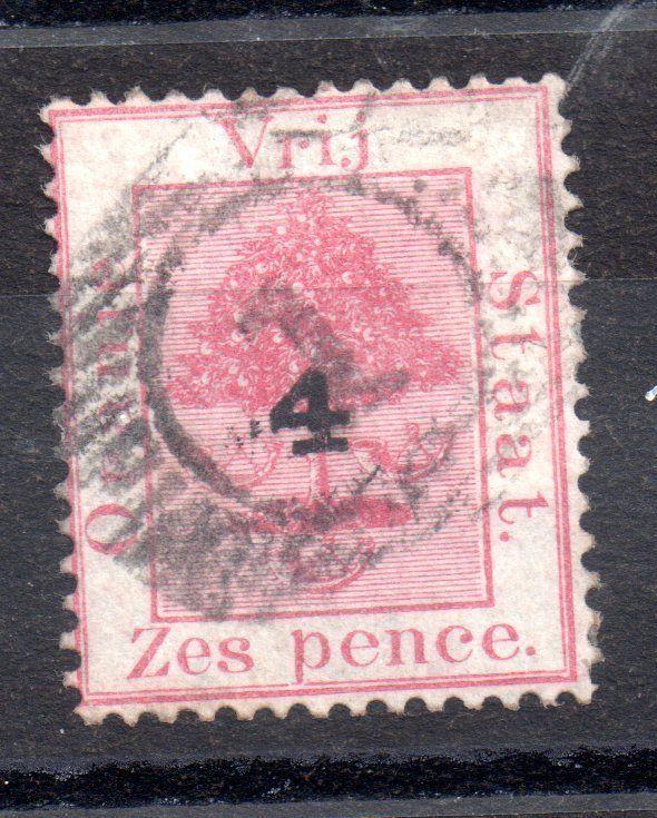 Orange Free State 1877 4d on 6d Type A used WS2473