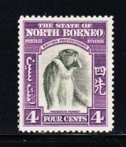 Album Treasures  North Borneo Scott # 196  4c Proboscis Monkey  Mint LH