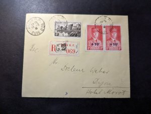 1941 Registered France Plus 10 Cent Stamp Overprint Cover Dijon RP Local Use