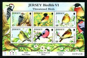 Jersey 1609-1615 MNH 2012 Birds Sparrow, Chaffinch, Blue Tit, Blackbird, x20187C