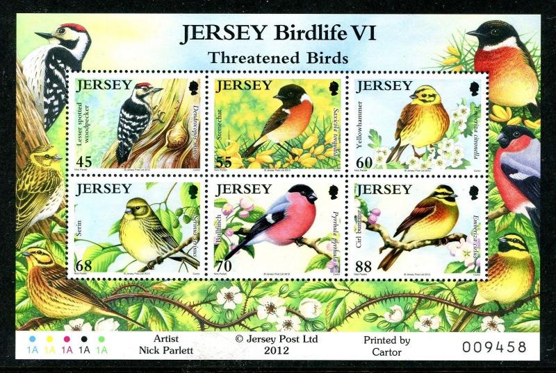 Jersey 1614-1615 MNH 2012 Birds Sparrow, Chaffinch, Blue Tit, Blackbird, x20187