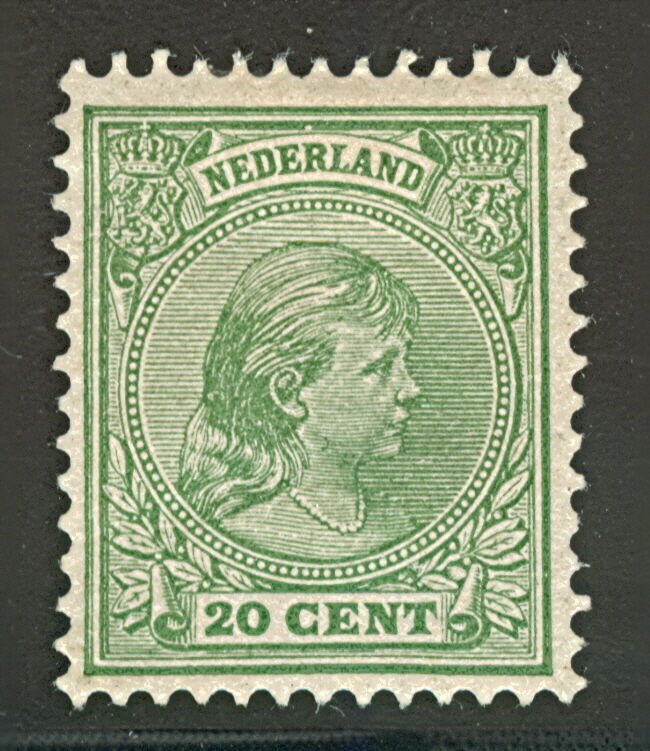 NETHERLANDS #46a, 20¢ yellow green, og, hinged, VF, Scott $80.00