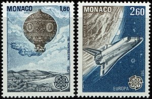 Monaco #1368-1369  MNH - Europa Space Shuttle Hot Air Balloon (1983)