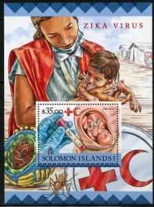 SOLOMON ISLANDS  2016 ZIKA VIRUS RED CROSS RED CRESCENT SOUVENIR SHEET FDC