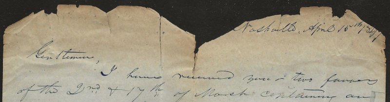 4/16/1851 cover Nashville Te Paid 10 blue DC Topp Wright Williams New Orleans