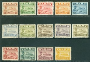 SG 26a-39a Nauru 1924-34 Ships set on greyish paper. Fresh mounted mint CAT £225