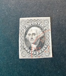 US Stamp #17, used with pretty red cancel, nice looking with very minor faults