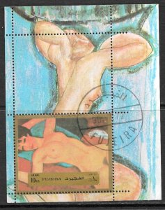 FUJEIRA 1972 10r NUDE ART Perf Souvenir Sheet Mi.BLK118A CTO Used