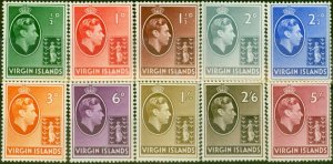 Virgin Islands 1938 Set of 10 to 5s SG110-119 Chalk Fine VLMM CV £222