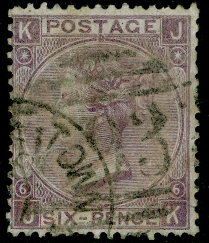 SG104, 6d lilac plate 6, USED. Cat £175. JK