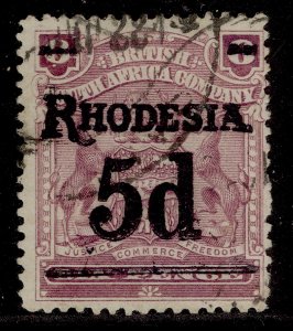 RHODESIA EDVII SG114, 5d on 6d reddish purple, FINE USED. Cat £24.