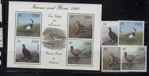 Ireland Sc 755-8a NH set+Souvenir Sheet of 1989 - Birds