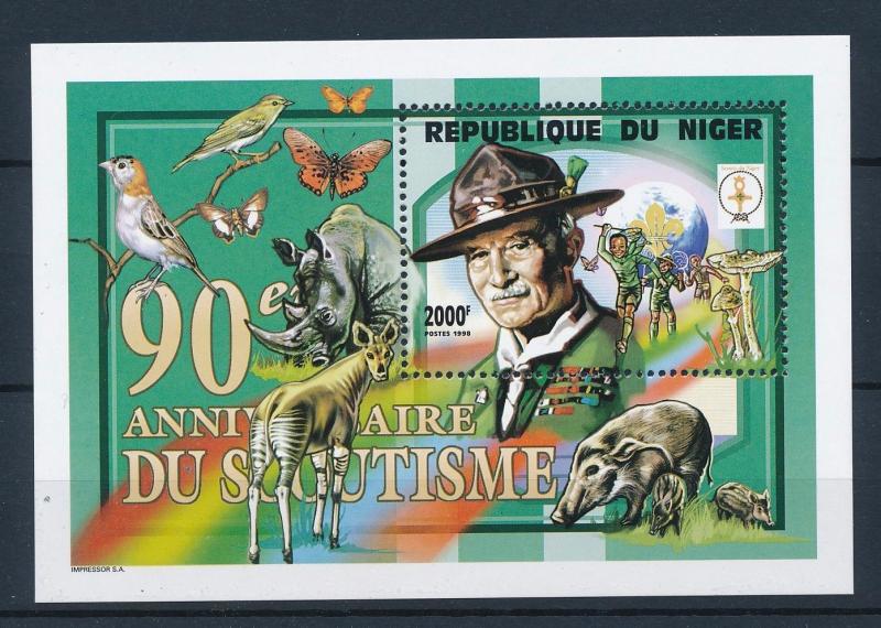 [38510] Niger 1998 Animals Scouting Birds Butterflies Rhino MNH Sheet