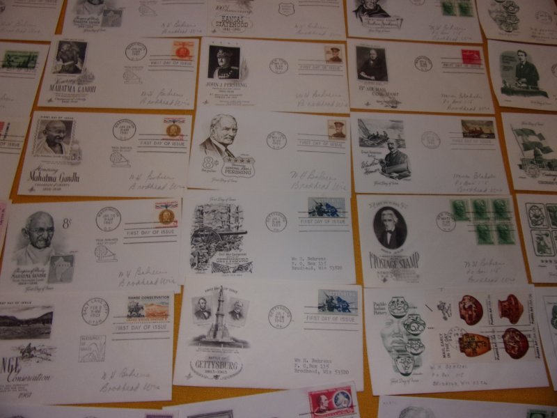 US FDC COLLECTION, ALL W/CACHET,
