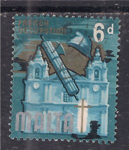 Malta 1972 QE2 6d French occupation SG 338 used ( A463 )