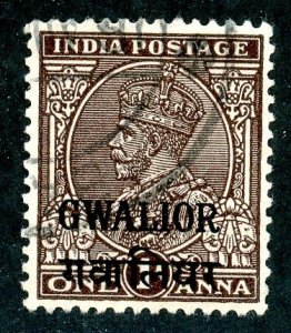 India- Convention States, Gwallior, Scott #139, Used