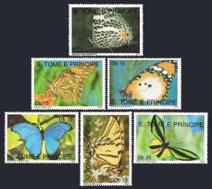 St Thomas & Prince 945-950,951,MNH.Michel 1191-1196,Bl.238.Butterflies 1990.