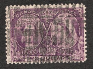 1897 Canada Sc# 62 - $2 Queen Victoria  Diamond Jubilee Stamp - Used Cv$400