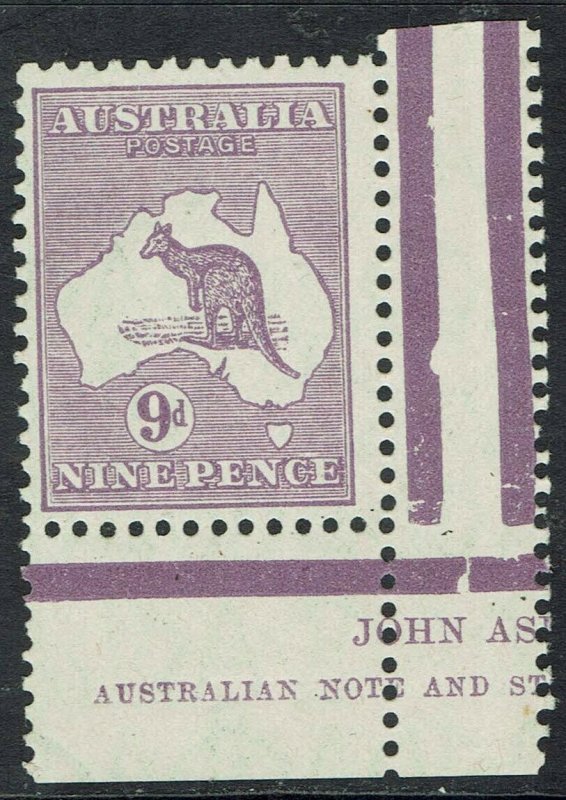 AUSTRALIA 1929 KANGAROO 9D SMALL MULTI WMK PART IMPRINT 