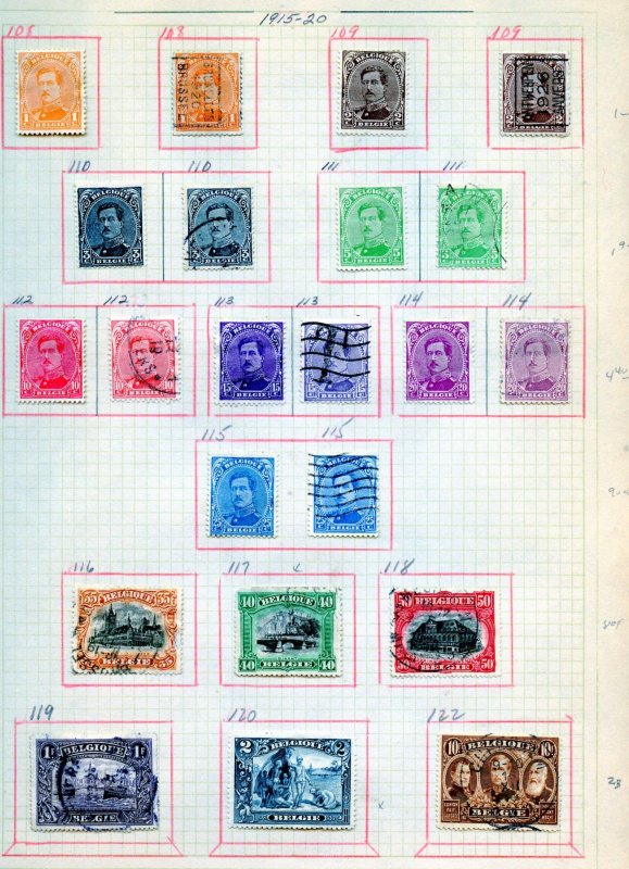 BELGIUM COLLECTION OF USED, MINT HINGED & NO GUM ON PAGES SCOTT VALUE $1550.00+