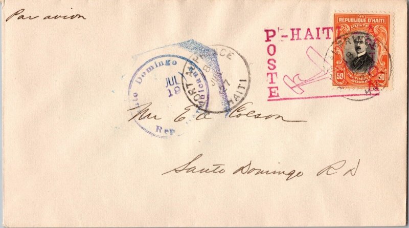 1927 Haiti Port Prince Via Airmail FFC First Flight Cover To Santo Domingo RD