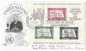 UN 38  1955  S/S   first day cover