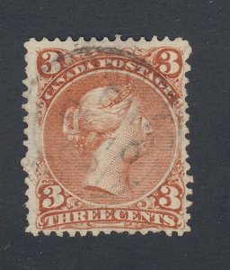 Canada Large Queen Stamp;  #25-3c Used F/VF Guide Value= $35.00