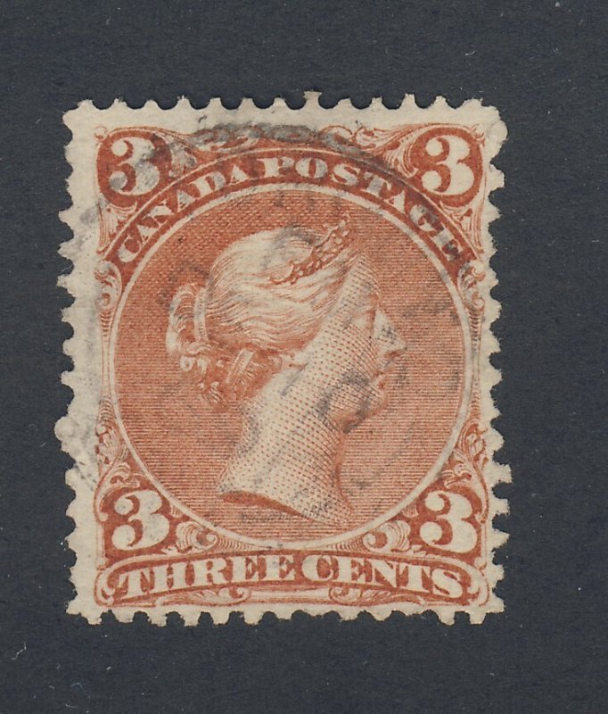 Canada Large Queen Stamp;  #25-3c Used F/VF Guide Value= $35.00