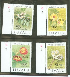 Tuvalu #625-628 Mint (NH) Single (Complete Set) (Flowers)