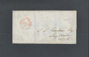 Feb 15 1838 Stampless Folded Letter From Sag Harbor NY With Orange Cancel At----