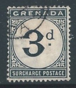 Grenada #J3 Used 3p 1892 Postage Due - Wmk. 2